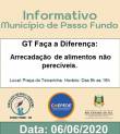 O flyer é dividido por quatro faixas de cores. A primeira na cor bege com o texto na cor verde, com as seguintes informações: Informativo Município de Passo Fundo. Após a faixa bege, temos uma na cor branca com o texto na cor preta, com as seguintes infor