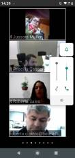 Tela da videoconferência em quatro retângulos com os participantes da reunião.?